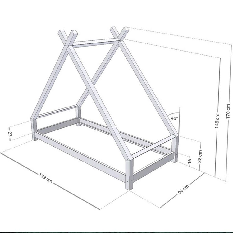 Acheter ⌛ Youdoit Lit Tipi Enfant TAHUKA - Bois Massif - Naturel - 90 X 190 Cm ???? 5 Acheter ⌛ Youdoit Lit Tipi Enfant TAHUKA - Bois Massif - Naturel - 90 X 190 Cm ???? – Image 3