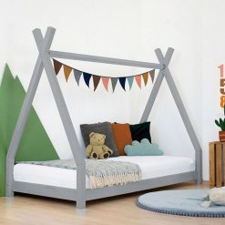 De gros ???? Youdoit Lit Tipi Enfant NAKANA - Bois Massif - Gris - 90 X 190 Cm ⭐