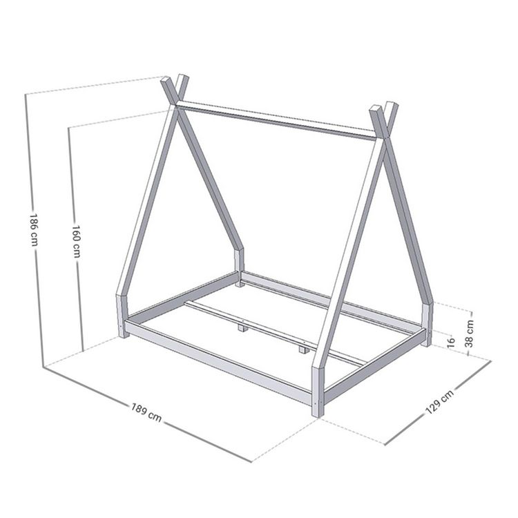 Sortie ???? Youdoit Lit Tipi Enfant NAKANA - Bois Massif - Naturel - 120 X 180 Cm ???? 5 Sortie ???? Youdoit Lit Tipi Enfant NAKANA - Bois Massif - Naturel - 120 X 180 Cm ???? – Image 3