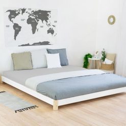 Budget ✔️ Youdoit Lit Double TATAMI - Bois Massif - Naturel Et Blanc - 160 X 200 Cm ⌛